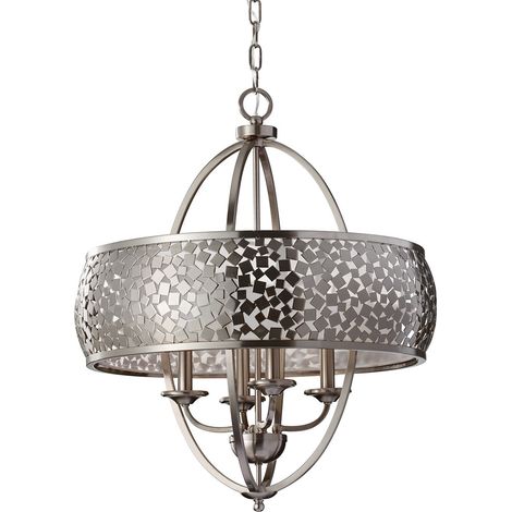Kronleuchter Hängelampe Deckenleuchte Stahl Glas Edelstahl D 61 cm Luster (1/2)