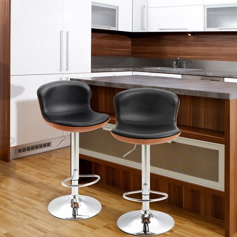 Chaise de bar réglable lot de 2 pivotante cuir noir OKMYHOME (1/4)