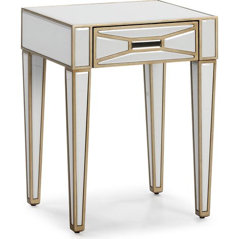 Table de chevet 1 tiroir miroir blanc et transparent Grecy (1/5)