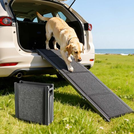 VEVOR Rampa Plegable para Perros para Coches, 180 x 43,2 cm, para Perros Medianos y Grandes de hasta 113 kg, con Superficie de Fieltro Antideslizante, Portátil para Exteriores, SUV y Camiones