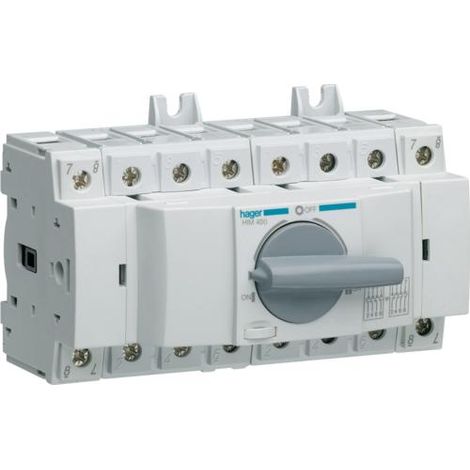 Hager – Commutateur modulaire 4P 63A – Inverseur de source 240/380/415V – Commande à poignée rotative courte – Indice de protection IP20 (1/4)