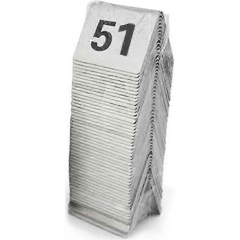 25 numéros de table polyvalents en acier inoxydable avec base stable pour restaurants, hôtels et cafés européens (de 51 à 75). (1/4)