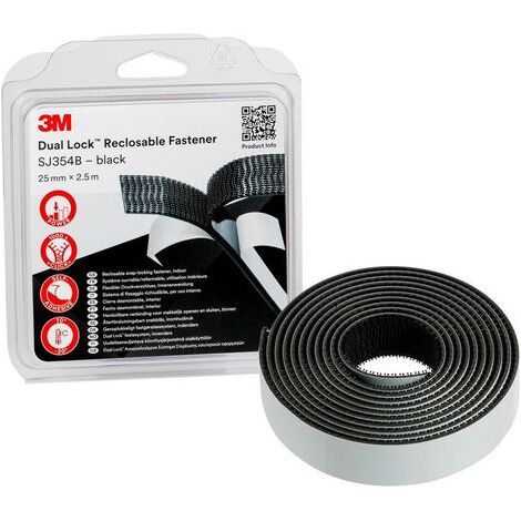Sistema De Negocio Y Dual Lock Resellable Sj354X Negro 25Mmx2.5M 3M (Par 4)