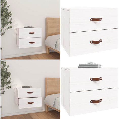 Wand-Nachttisch Weiß 50x36x40 cm - Wandregal - Nachtkästchen - Holzschrank - Wohnzimmer Dekoration - Kiefernholz Möbel - Home & Living (1/5)