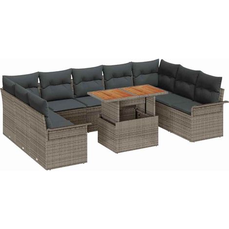 Maison Exclusive - Garten-Sofa-Set mit Speicher 10 pcs Grau Poly