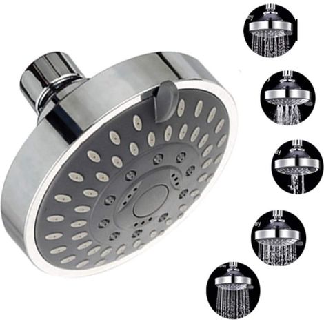 Pommeau Douche Haute Pression Pommeau De Douche Fixe À 5 Fonctions Tête De Douche Standard Buses Anti Colmatage Pluie Sortie De Massage (1/5)