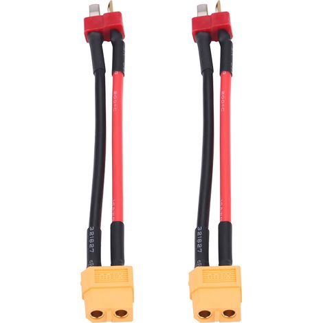 Lot de 2 adaptateurs/connecteurs RC en silicone, connecteur mâle en T vers connecteur femelle XT60 (1/5)