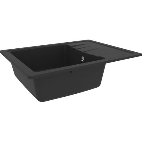 Lavello da cucina con foro troppo pieno 58 x 44 cm granito nero 020004360