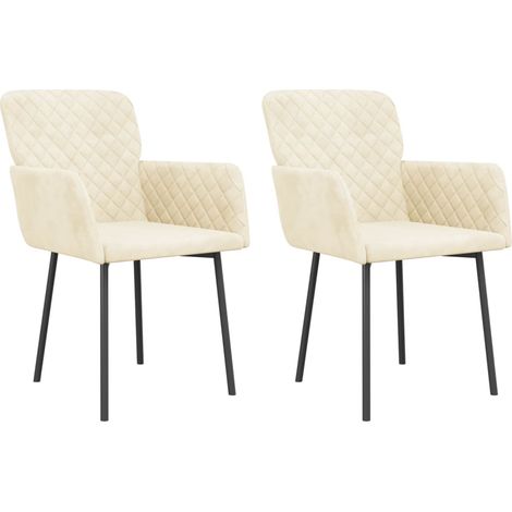 Esszimmerstühle 2 Stk. Creme Samt vidaXL (1/5)