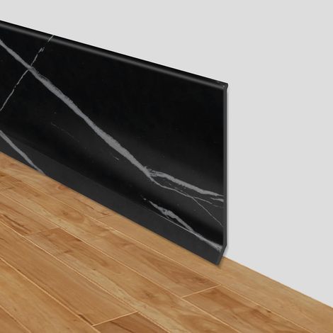 1 Rouleau Plinthe souple,Adhésif fort,PVC décoratif,Grain de pierre noir,Mur et sol (1/5)