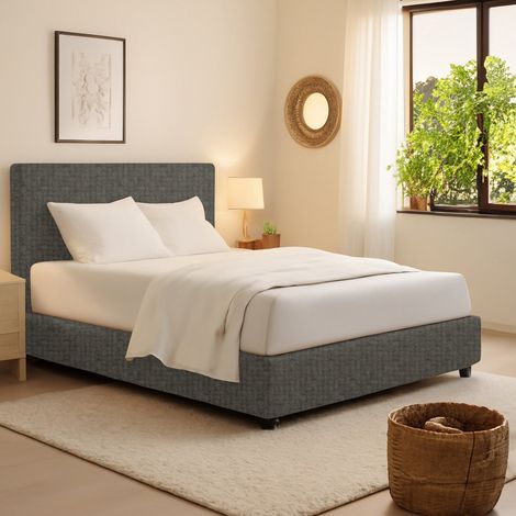 Letto Singolo Bracknell, Sfoderabile, Contenitore Made in Italy, Grigio Tortora (1/5)