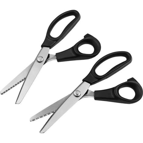 Lot de 2 ciseaux décoratifs pour tissus – ciseaux à tissu – ciseaux textiles – ciseaux de tailleur – ciseaux cranteurs – Adaptés au tissu, au denim et au cuir – Lame dentelée de 3 mm / 5 mm – Ciseaux  (1/5)