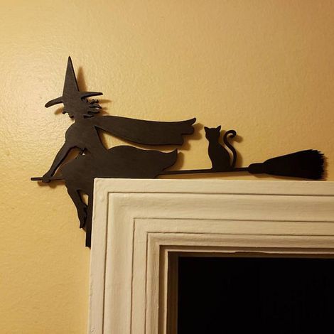 Déco Halloween Coin de Porte en Bois Sorcière Araignée Panneau Suspendu Maison Automne (1/3)