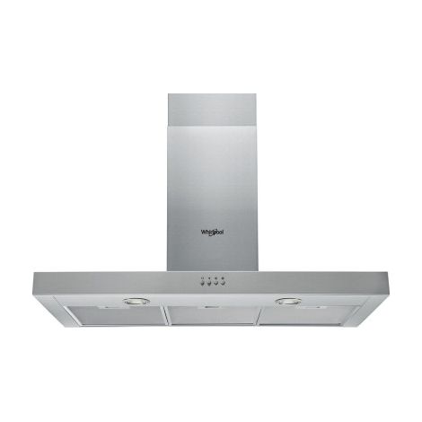 Whirlpool – WHBS94FLMX – Hotte murale décorative 600 m³/h – Extraction en recirculation – Classe énergétique B – Filtre aluminium – 2 ampoules LED