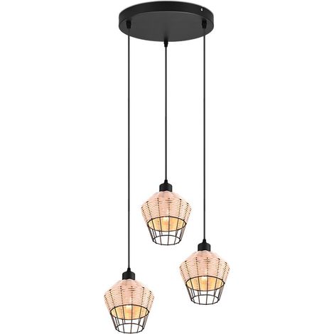 LÚZETE - SUSPENSION 3 LUMIÈRES ROTIN NATUREL GALADRIEL (1/5)