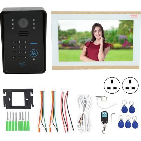 Sonnette vidéo WiFi sans fil 1080P Interphone avec mot de passe et carte, abri pluie, 100‑240V, prise UK, compatible TUYA (1/5)