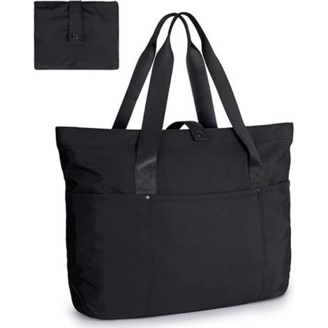 Grand sac fourre tout pliable pour femme avec fermeture éclair, poignée supérieure et bandoulière (1/5)