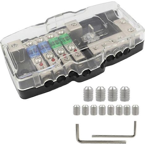 Bloc de distribution d'alimentation, bloc de distribution d'alimentation avec fusible, bloc de fusibles MIDI 4 voies pour auto, UTV, bateau, amplificateur stéréo (1/5)