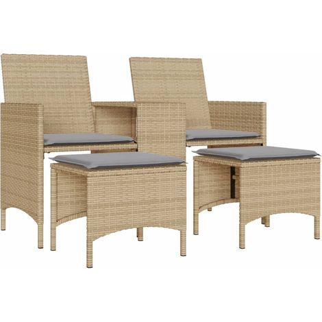 Maison Exclusive - Divano Giardino 2 Posti con Tavolo e Sgabelli Beige Polyrattan