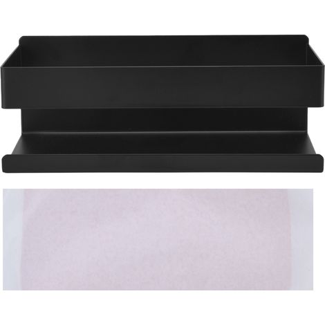Einstöckiges Gewürzregal, 15 kg Tragkraft, korrosionsbeständig, schwarz, für Bad oder Küche (1/5)