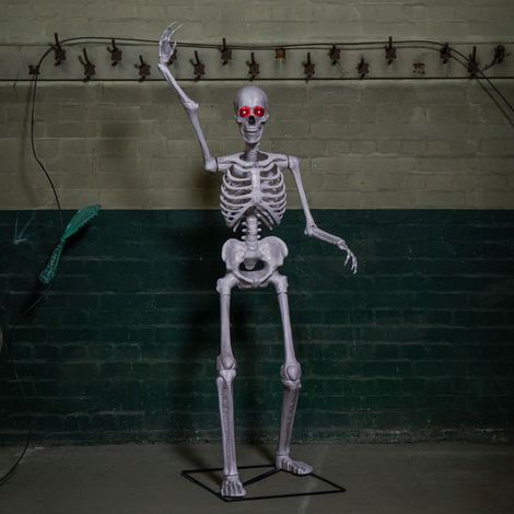 5ft (1.5m) Full Body Halloween Standing Skeleton with Posable Joints & Red LED Eyes (1/5)