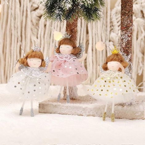 Lot de 6 décorations de Noël : anges à suspendre au sapin, pour poupées et autres objets décoratifs. Idéal pour les fêtes. Cadeau parfait pour les fêtes. (1/4)