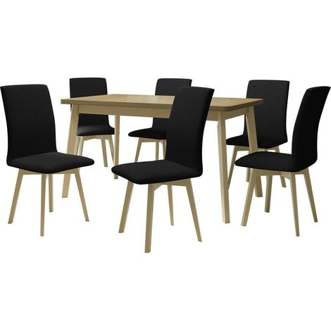 Salle à manger complète Victorville 335, Sonoma chêne, 75x80x140cm, Diamètre: 0, Nombre de chaises: 6, Style: Contemporary