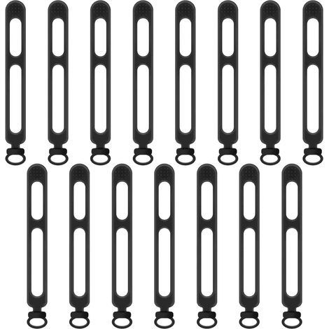 Lot de 15 Attache câble, Silicone, Boucle verrouillage, Sangle élastique réglable, Gestion fils pour chargeur（Q3 : Nouveaux produits pour le mois d'août） (1/5)