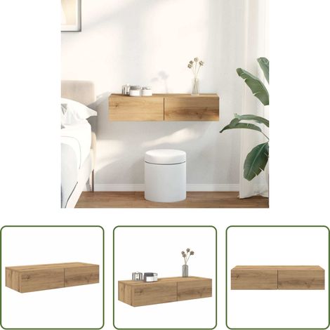 Schubladenregal - Wandregal mit Schubladen Artisan-Eiche 80x33x17cm Holzwerkstoff (1/5)