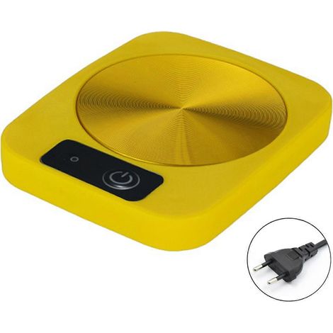 Chauffe-tasse intelligent - Plaque chauffante électrique pour café, thé et lait, chauffe-tasse de bureau portable pour la maison, le bureau et idées cadeaux - Prise UE - Jaune (1/5)