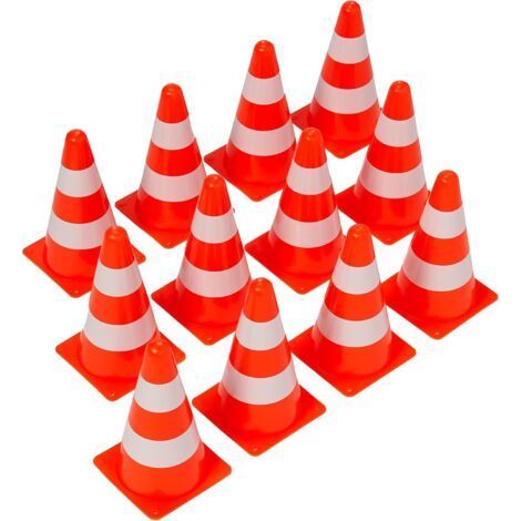 12 Cônes de Signalisation, Plot, Cônes Circulation (23cm) Cônes de Sécurité avec Bandes Réfléchissantes Sport, Football, Jeux Enfants, Entrainement de Chien (1/5)