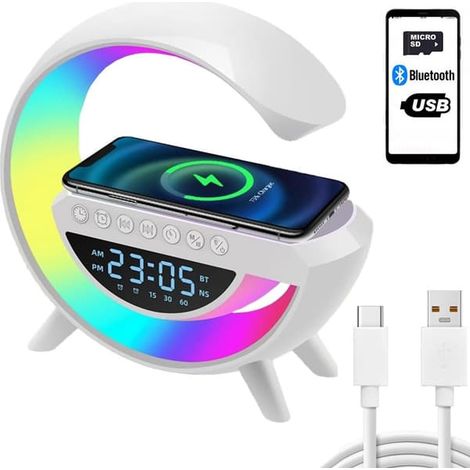 Réveil RGB - Avec chargeur sans fil et haut-parleur (1/5)