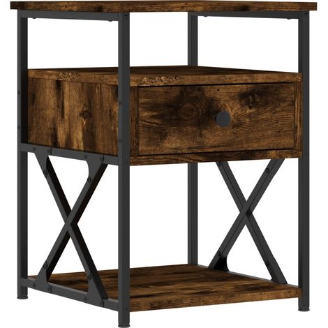 Comodino con cassetto e ripiano 40 x 42 x 55 cm MDF marrone e ferro DEC033638