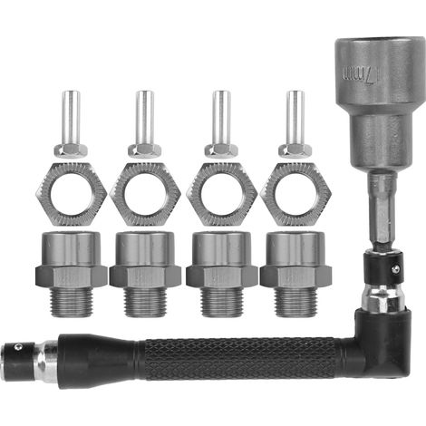 12-mm-auf-17-mm-Radsechskant-Umrüstadapter-Steckschlüsselsatz für 1/10- und 1/8-RC-Cars, Titan (1/5)