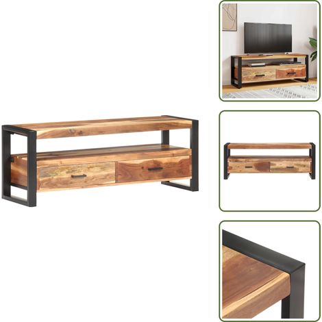 TV-Schrank 120x35x45 cm Massivholz Honigfarben - TV Schrank - Holzschreibtisch - Massivholzmöbel - Wohnzimmereinrichtung - Vintage Stil (1/5)