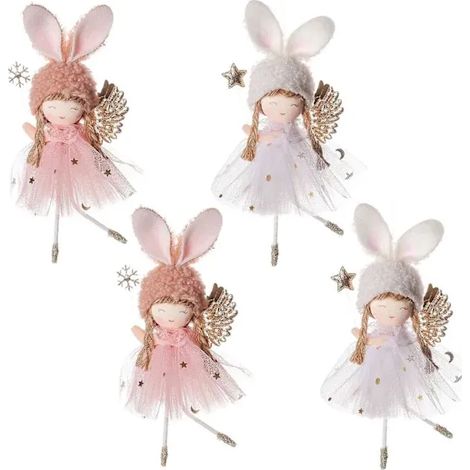 /EA/4 Pièces Jupe en tulle fille ange pour poupée décoration de Noël à suspendre au sapin cadeau fait main (1/2)