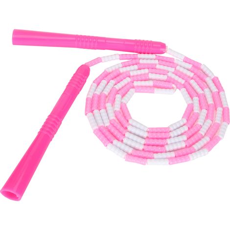 Corde à sauter rose souple et ajustable avec perles en plastique, pour hommes, femmes et enfants. (1/5)