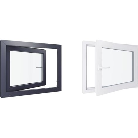Finestra in PVC - Triplo vetro - Bicolore - Bianco e grigio - 900 mmx800 mm cm