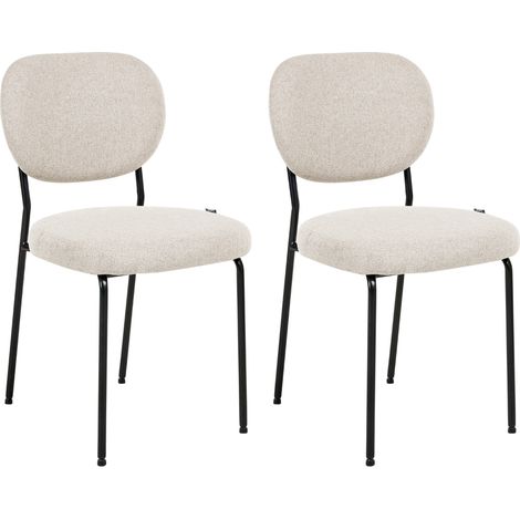 Conjunto de 2 sillas de comedor sin reposabrazos diseño escandinavo tapizado fácil de limpiar beige claro Loleta (1/5)