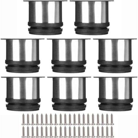 Selected Lot de 8 Pieds de Meubles, Pied Cuisine Réglables Ø 50 mm/Hauteur 50 mm Ronds Métal Acier Inoxydable Canapé Jambe Table Pieds (1/3)