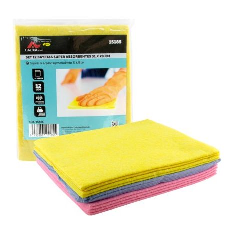 Panno super assorbente 31 x 38 cm, confezione da 12, 3 colori, lavabile - MARCA (1/5)
