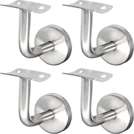 Support de rampe d'escalier en acier inoxydable 304, fixation murale, garde-corps en bois, argent (4 pièces) (1/4)
