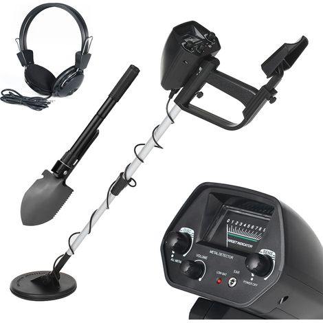 Détecteur Métaux Étanche 30cm - Disque Sonde Imperméable, Hauteur 78-107cm Réglable, Mode Tout Métal/Discrimination, Prise Casque, Volume Réglable - Pour Or, Argent, Reliques - ABS et Aluminium - Noir (1/5)