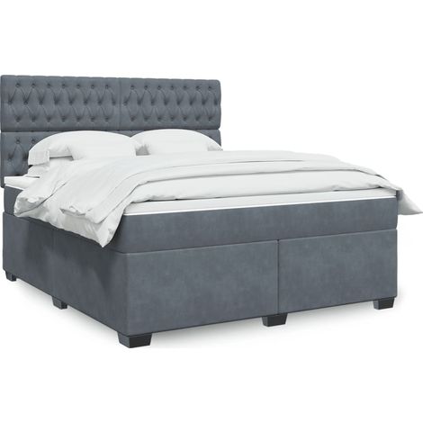 vidaXL Sommier à lattes de lit et matelas Gris foncé 180x200cm Velours (1/5)