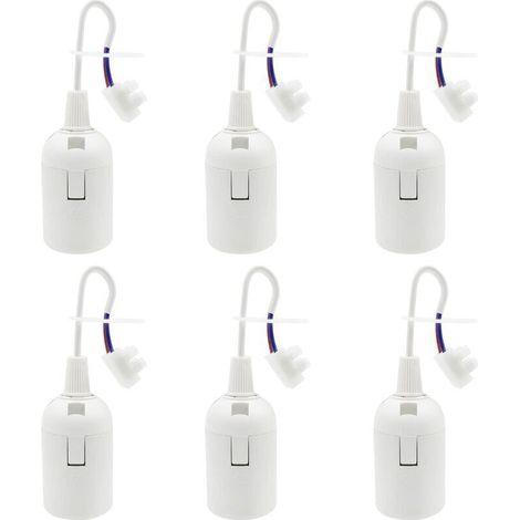 Douille E27 Blanche pour Ampoules LED/Incandescence – Lot de 6, Support Industriel 4 A / 250 V, Puissance Max. 60 W (1/5)