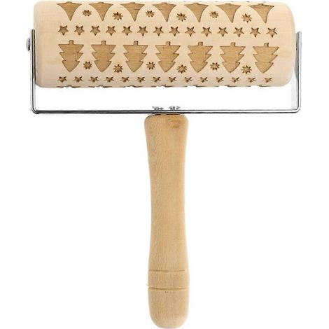 Rouleau à pâtisserie en bois gravé pour Noël, avec moule professionnel pour la maison, les magasins et les restaurants.-1813.95CM (1/2)