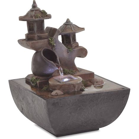 Fontaine d'intérieur avec lampe LED Table Fontaine Caractéristique de l'eau Décoration Adaptée Au Salon, À La Chambre, Au Bureau avec lampe LED Polyrésine VXN2332 (1/5)