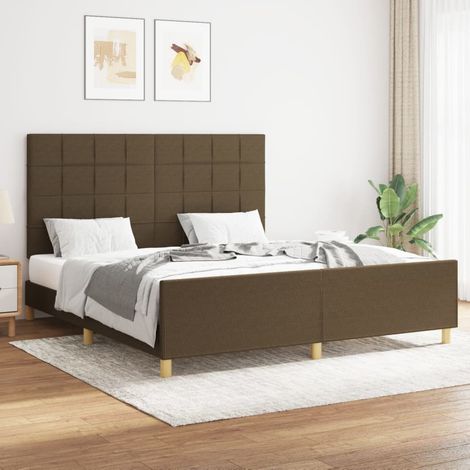 Cadre de lit sans matelas-Structure de lit marron foncé 160x200 cm tissu 575983 (1/5)