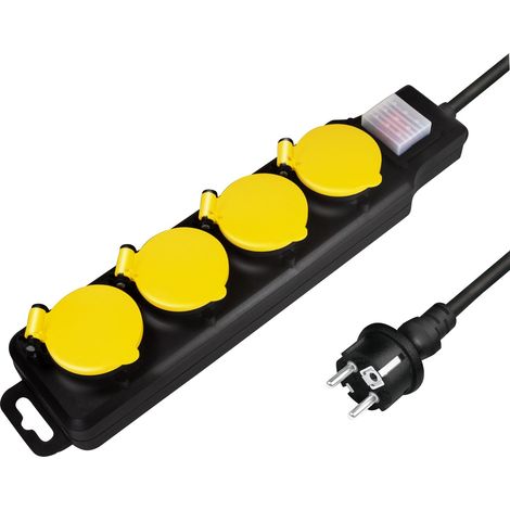 LogiLink Cable de extensión 1,5m 4 tomas Negro Amarillo (1/5)