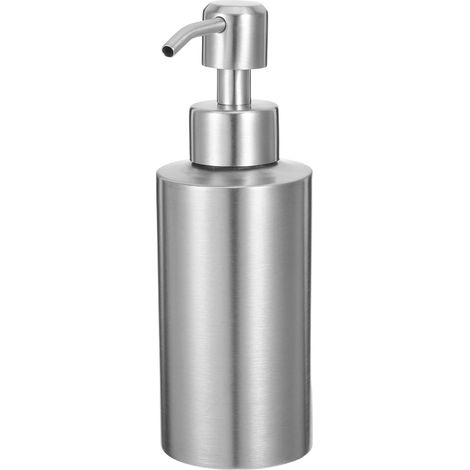 Distributeur de savon OUNONA , élégant à main en acier inoxydable , cylindrique avec pompe , 250 ml